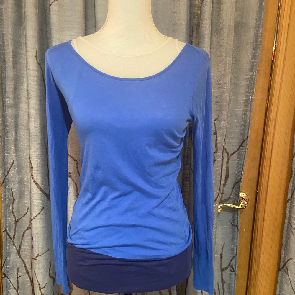 Vince S twofer colorblock long sleeve tee blue